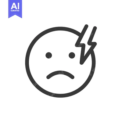 Premium design asset: Frustrated Emoji with Lightning Bolt: Icon of Stress and Overload