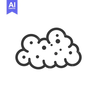 Aset premium populer: A black and white illustration depicting a cloud design
