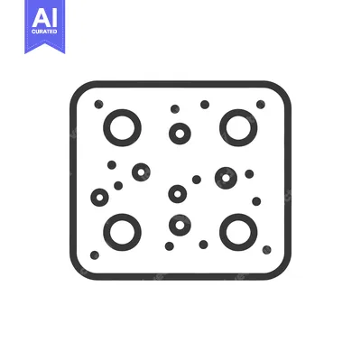 Aset premium populer: A black and white illustration of a square shaped cheese slice
