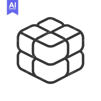 Aset desain premium: A simplified vector illustration depicting a three dimensional cube sh