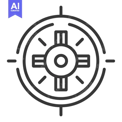 Aset desain premium: An icon depicting a circular design with cross features