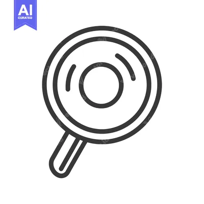 Aset desain premium: An illustrated monochrome image depicting a simple kitchen frying pan