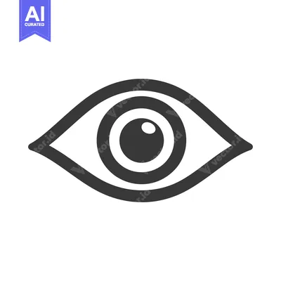 Aset premium populer: A simple graphic representing a single open eye looking forward