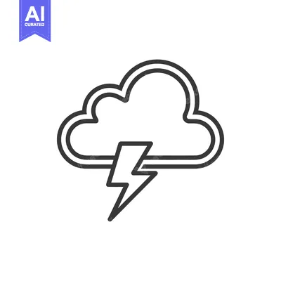Aset premium populer: Minimalist Cloud and Lightning Bolt Icon: Weather Concept Illustration