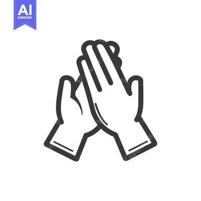 Aset desain premium: Stylized Hands Clapping Icon in Bold Outline on White Background