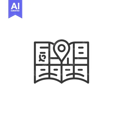 Aset desain premium: Folded Map with a Pinpoint Location Marker