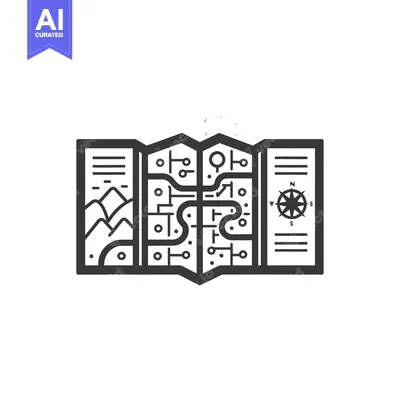 Aset premium populer: Folded Map with Compass and Mountains Illustration