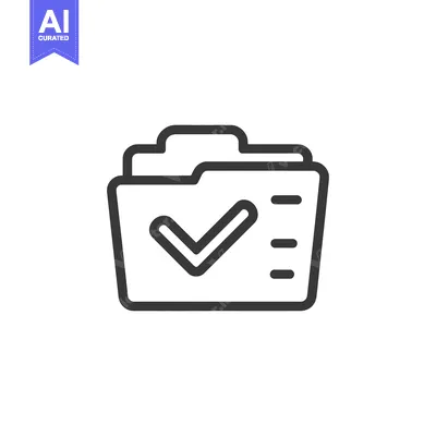 Aset desain premium: Folder Check 2 Icon Line Art Icon  4064