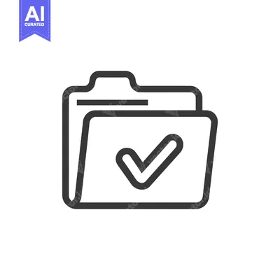 Popular premium asset: Completed Folder Icon: Dark Gray Outline with Check Mark on White Back