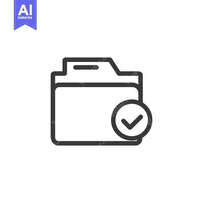 Popular premium asset: Completed Folder Icon: Dark Outline with Checkmark Symbol on White Bac