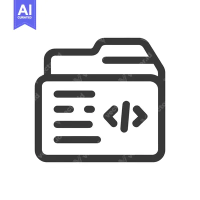 Aset desain premium: Code Folder Icon: Software Development, Programming, and Data Storage