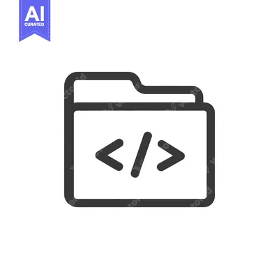 Aset premium populer: Code Folder Icon: Minimalist Design for Software Development and Progr