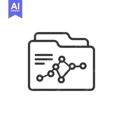Aset desain premium: Data Analysis Folder Icon with Graph and Lines, Minimalist Style