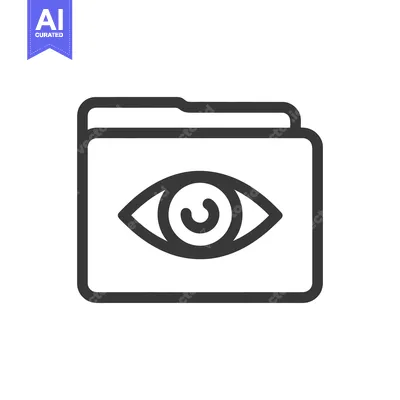 Aset desain premium: Eye Icon on Folder: Data Surveillance, Privacy Concept, Outline Style