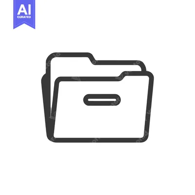 Aset desain premium: Minimalist Folder Icon: Dark Gray Outline on White Background, Simple