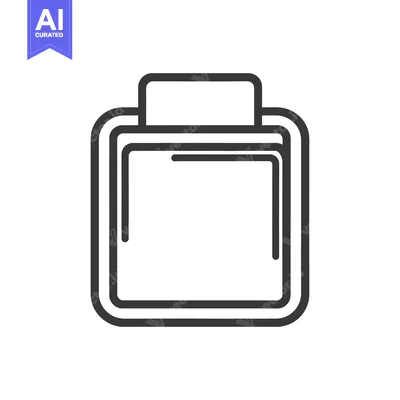 Aset premium populer: An outlined rectangular container with a rounded rectangular top piece