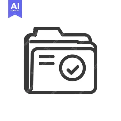 Aset premium populer: Completed Folder Icon: Checkmark Symbolizing Success and Organization
