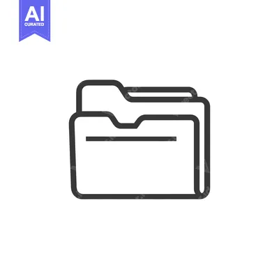 Aset desain premium: Minimalist Folder Icon: Clean Line Art for Document Organization and F