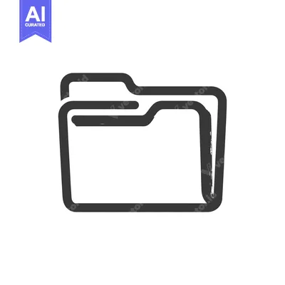 Premium design asset: Rough Edged Folder Icon, Dark Gray on White Background