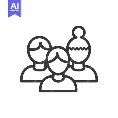 Aset desain premium: Three simplified human figures standing close together in a group