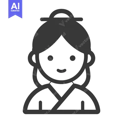 Aset desain premium: A Simplified Black and White Illustration of a Woman Portrait
