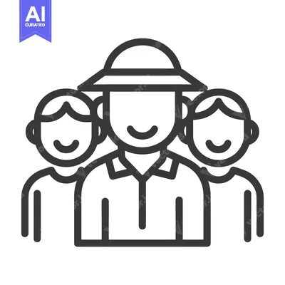 Aset premium populer: Three smiling people depicted as a simple group icon graphic