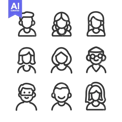 Aset desain premium: Simple Outline Drawings Representing Different Male and Female Individ