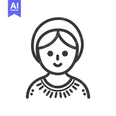 Popular premium asset: A simple smiling female person with a head covering illustration