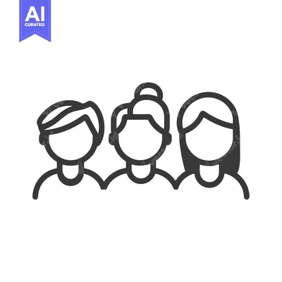 Aset desain premium: Three people stand together in a simple graphic icon illustration
