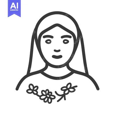 Popular premium asset: Simple drawing of a woman with flowers around her neckline