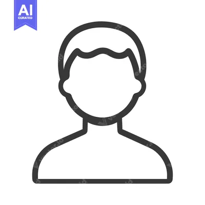 Premium design asset: A simple outlined depiction of a human person from shoulders up