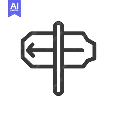 Directional Signpost Icon with Arrows, Minimalist Design on White Back
