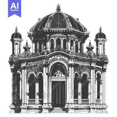 Premium design asset: Ornate Architectural Drawing Of A Grand Building