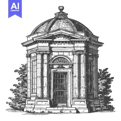 Premium design asset: Classical Style Domed Pavilion Surrounded By Greenery