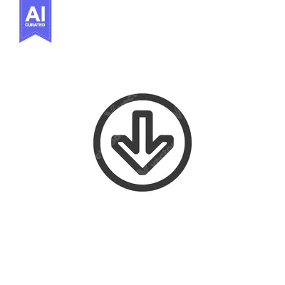 Aset premium populer: Downward Arrow Icon in Circle, Simple Design, Dark Gray on White Backg