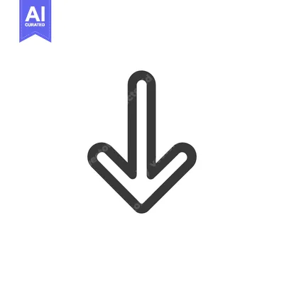 Aset premium populer: Bold Down Arrow Icon with Rounded Edges on White Background