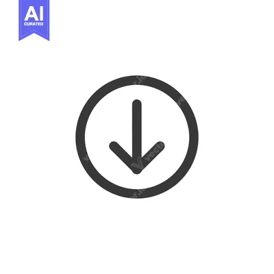 Aset desain premium: Simple Down Arrow Icon in Circle, Minimalist Design on White Backgroun