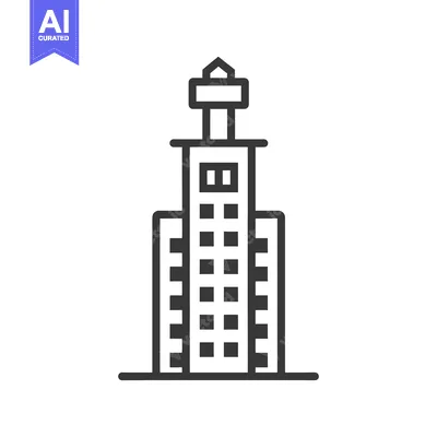 Aset premium populer: A tall linear skyscraper building with multiple windowed stories shown
