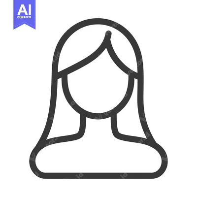 Aset desain premium: A simple line drawing of a female persons upper body