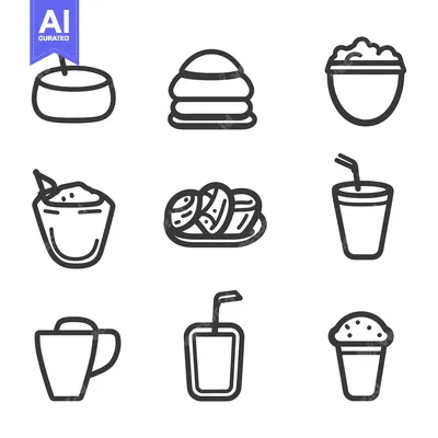 Popular premium asset: Simple black and white illustrations representing assorted food and be