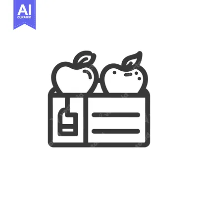 Popular premium asset: Minimalist Apple Crate Icon: Two Apples with Leaves in Wooden Box, Out