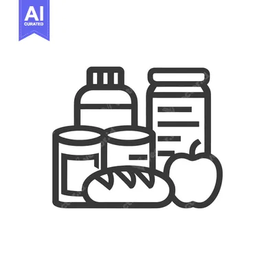 Popular premium asset: Minimalist Grocery Icon: Bread, Apple, Cans, and Jars in Bold Outline