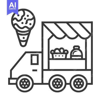 Aset premium populer: An illustration of a mobile food vendor vehicle selling treats