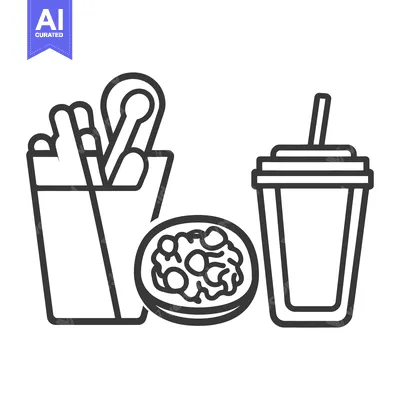 Aset premium populer: Outlined Illustration Showing Food Utensils and Drink Container