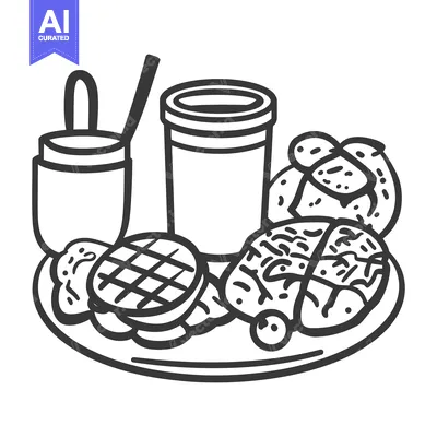 Popular premium asset: A plate of various foods and drinks are displayed for consumption