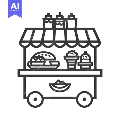Popular premium asset: A street food cart illustration showcasing various snack options for p
