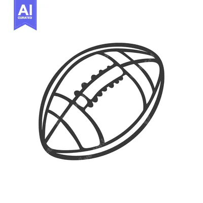 Aset premium populer: A simple grayscale outline illustration of an American football