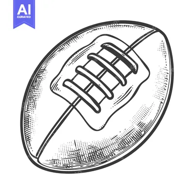 Aset desain premium: A black and white vector image of an American football