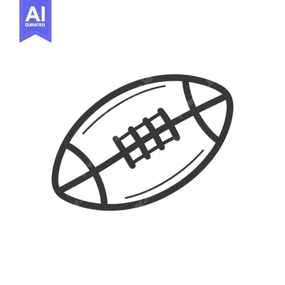 Premium design asset: A black and white illustration depicting an american football