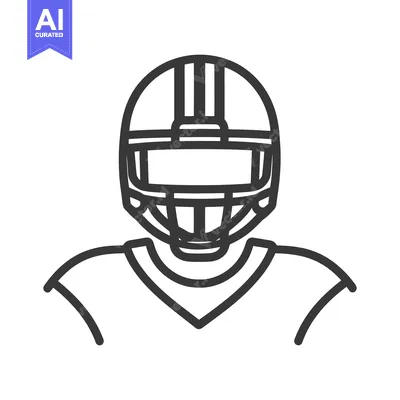Aset desain premium: An outline illustration showing a football player in full protective g